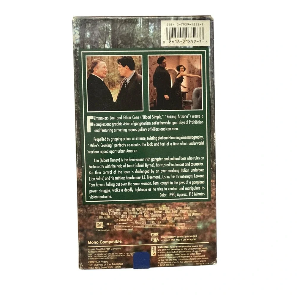 Miller's Crossing VHS (1991) Coen Brothers Gangster Film Gabriel Byrne